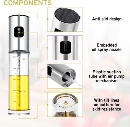 Edihome 100ml Non-Drip Kitchen Oil Sprayer with Stainless Steel Bottle
