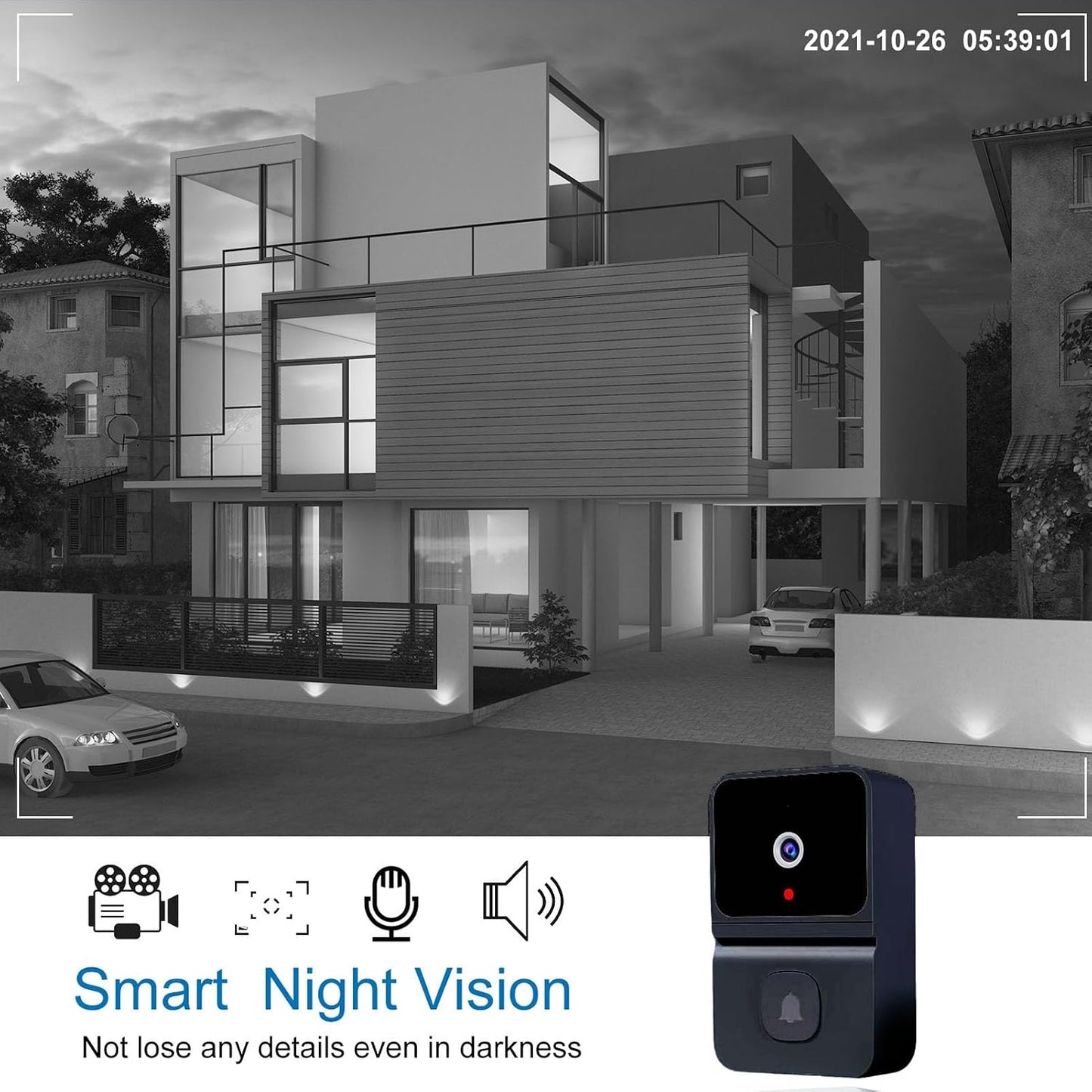 Annadue Smart Video Doorbell 1080P HD Night Vision 2-Way Audio Cloud Storage 2.4GHz WiFi for iOS Android