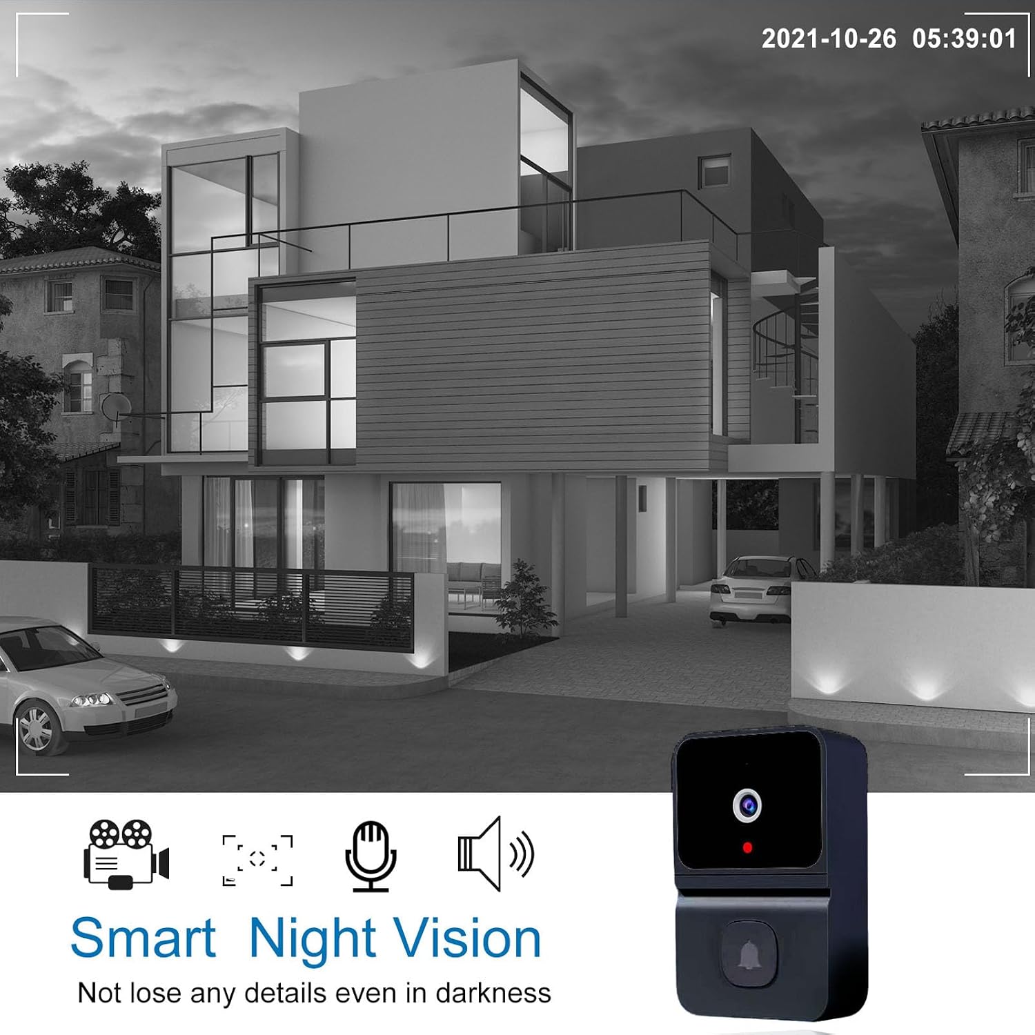 Annadue Smart Video Doorbell 1080P HD Night Vision 2-Way Audio Cloud Storage 2.4GHz WiFi for iOS Android