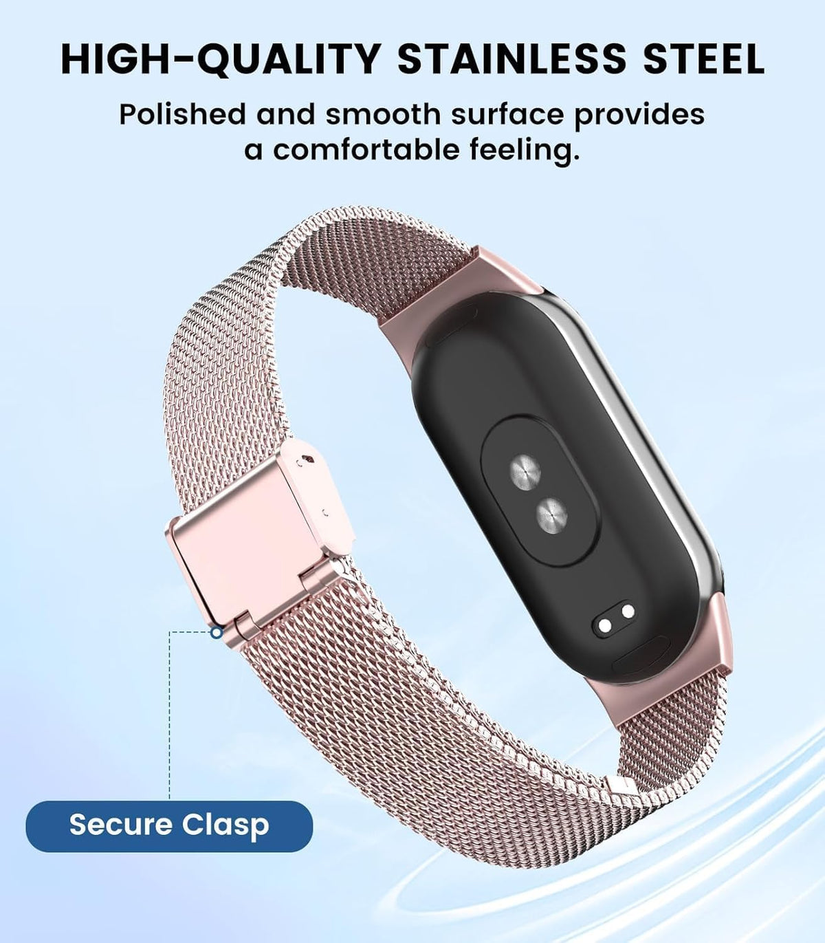 Astorgos Milanese Watch Band for Xiaomi Mi Band 9 8 Pink