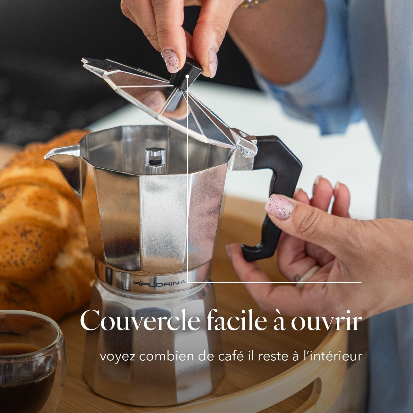 Florina Grande Italian Coffee Maker 135ml Silver