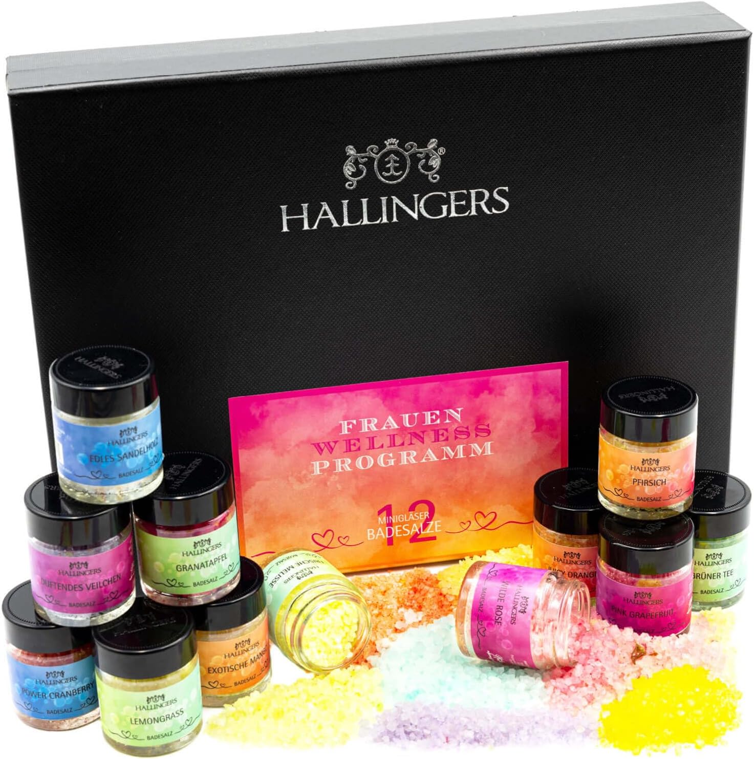 Hallingers 12-Piece Dead Sea Bath Salt Gift Set – Aromatic Mini Jars