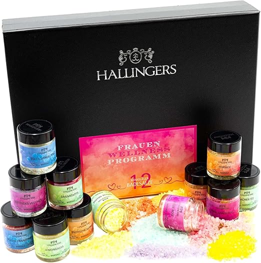 Hallingers 12-Piece Dead Sea Bath Salt Gift Set – Aromatic Mini Jars