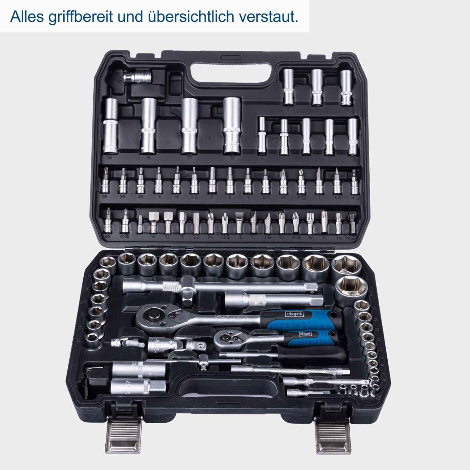 Scheppach TB100 94-Piece Chrome Vanadium Steel Tool Box Set