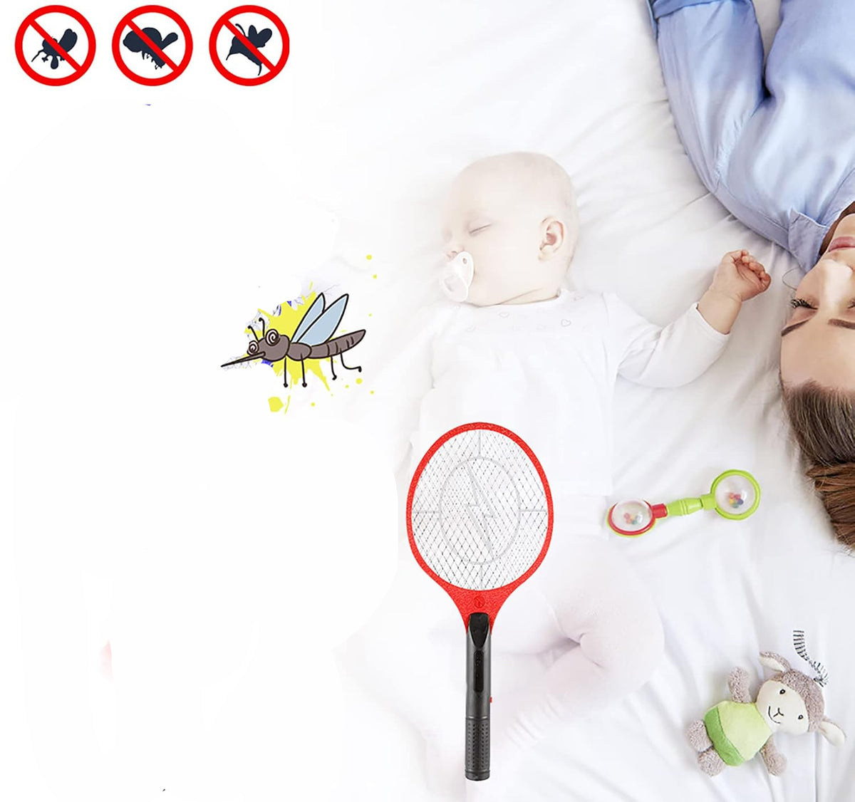 Electric Fly and Mosquito Swatter Racket