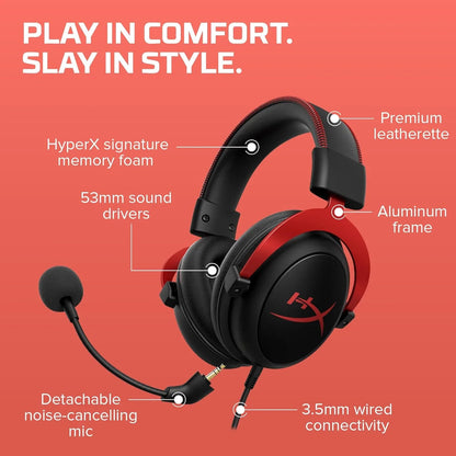 HyperX Cloud II Gaming Headset – 7.1 Surround Sound Red - Gomix Brands Outlet