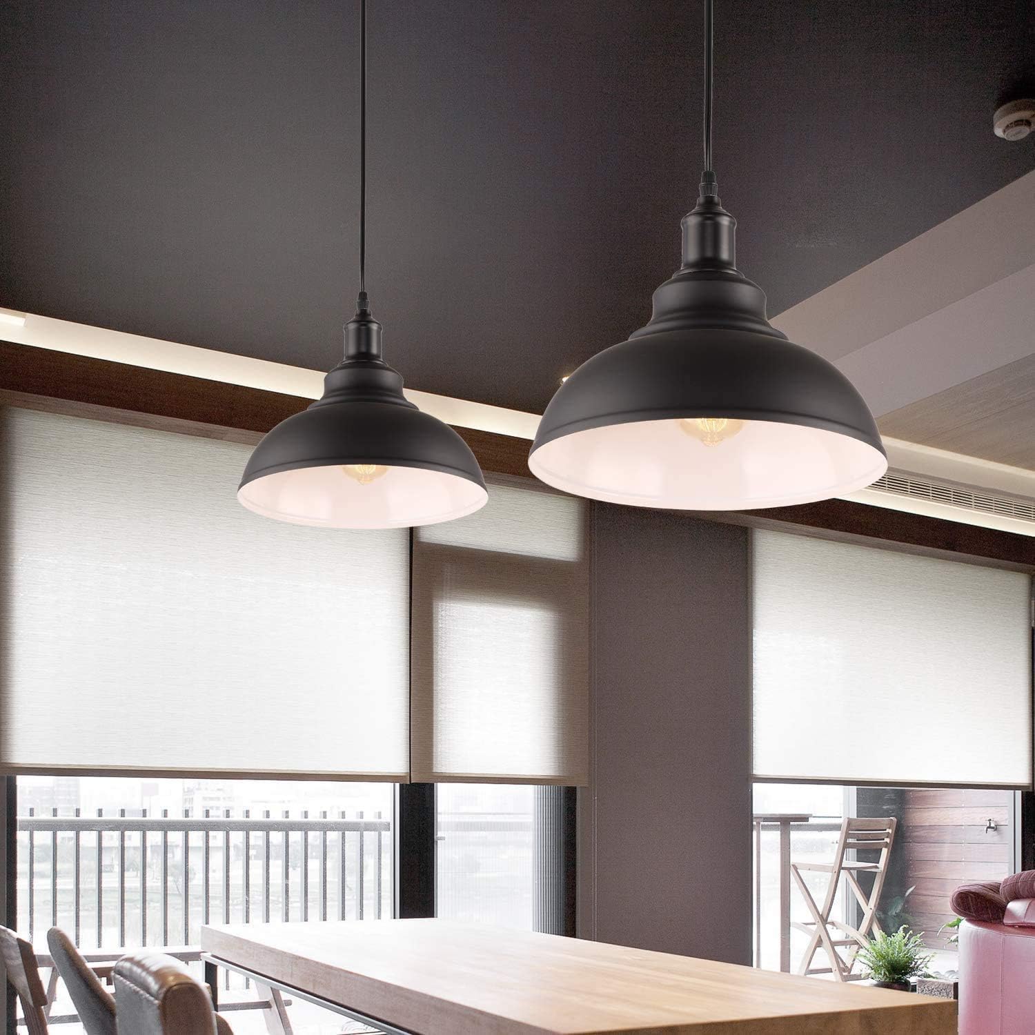 Industrial Vintage 2‑Piece Plug‑In Pendant Light Kit with Dimmer
