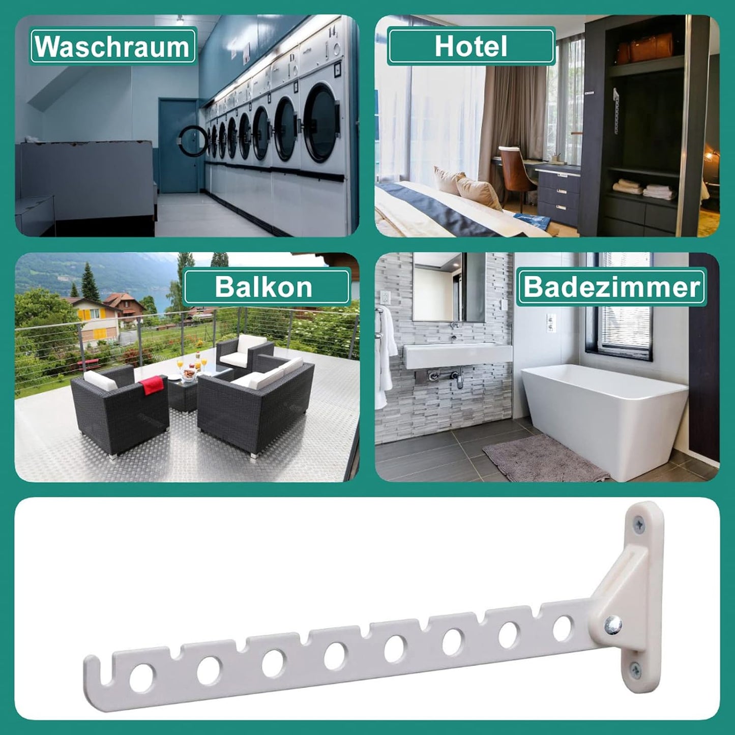 PRIOstahl White Foldable 310mm Wall-Mounted Clothes Hanger Set