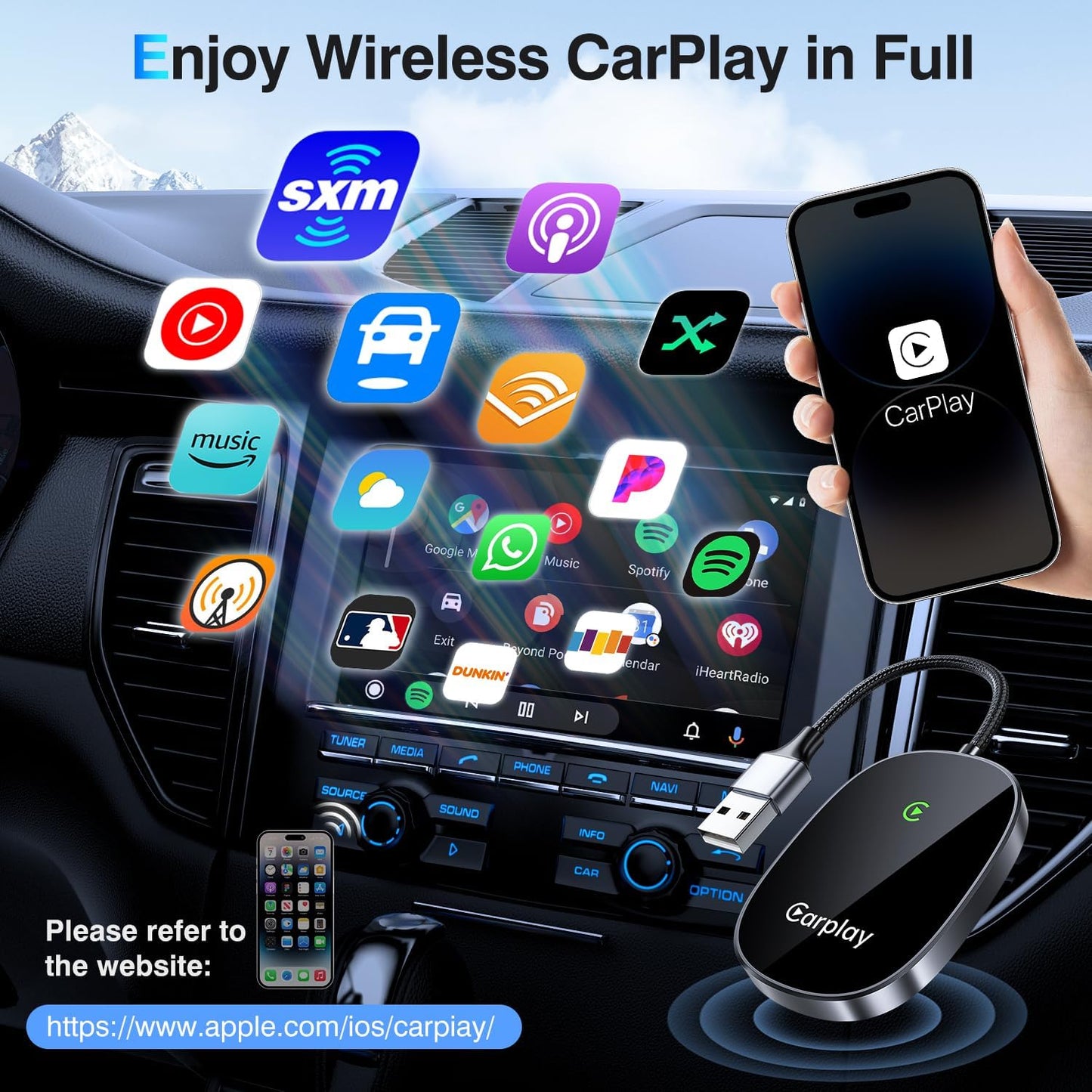 2025 Upgraded Wireless CarPlay Adapter for iPhone - Seamless Plug & Play Conversion