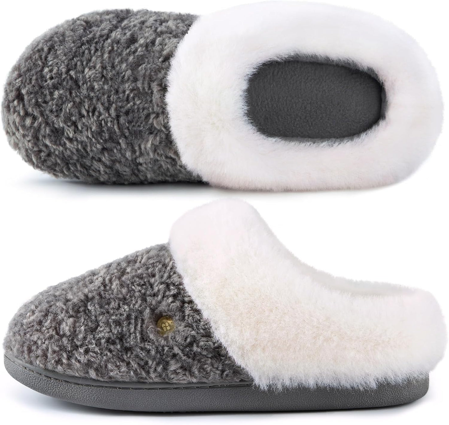 HomeTop Women's Comfy Clog Slippers Soft Warm Non‑Slip Indoor Shoes