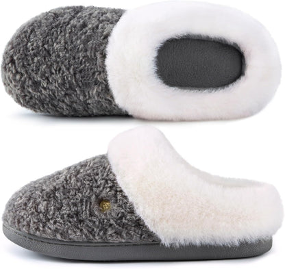 HomeTop Women's Comfy Clog Slippers Soft Warm Non‑Slip Indoor Shoes