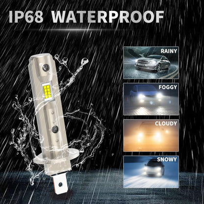 KaiDengZhe H1 LED Headlight Bulbs 90W 18000LM 6500K Cool White Mini Design Halogen Replacement Pack of 2