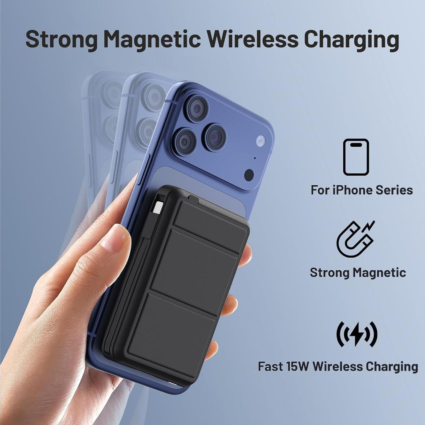 Azmuth KT-D020 10000mAh Magnetic Wireless Power Bank with USB-C Cable and LED Display