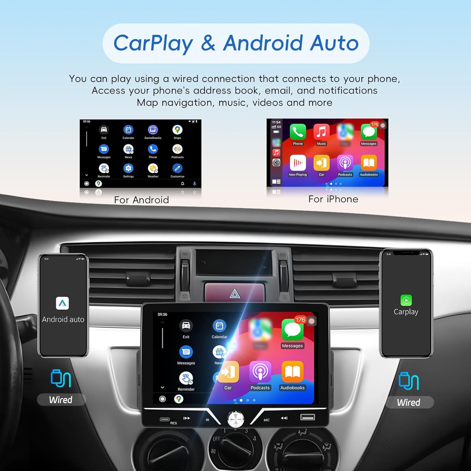 7-inch Single Din Car Stereo with CarPlay Android Auto Bluetooth
