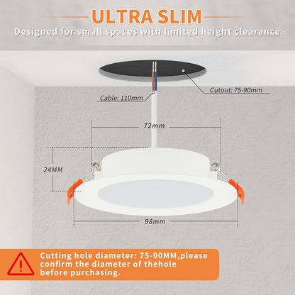 Tomosu 5W 6000K Slim LED Recessed Ceiling Light 10 Pack