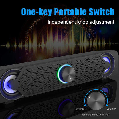 USB Powered PC Soundbar Gaming Speaker with LED Lighting