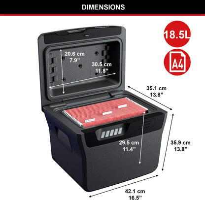Master Lock Fireproof Document Box: ETL-Certified, Waterproof, Electronic Combination Lock, 18.5L Capacity