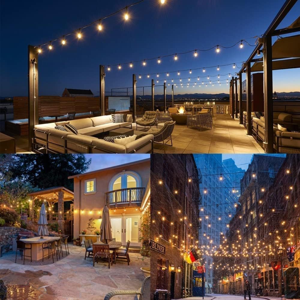 LangPlus+ 49FT Heavy Duty Waterproof Outdoor LED String Lights