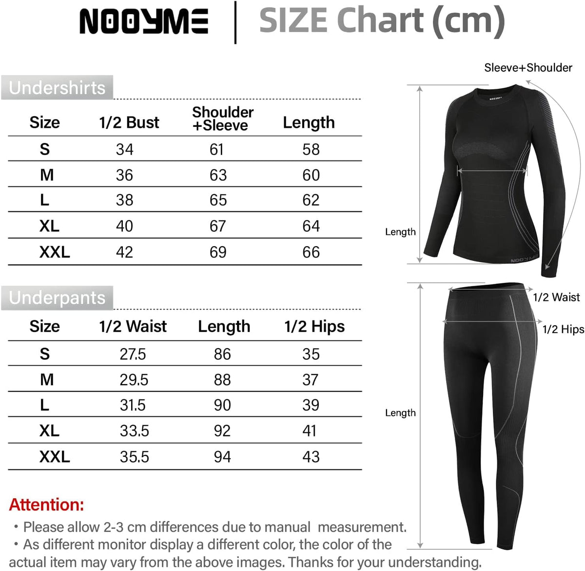 NOOYME Women's Thermal Base Layer Set