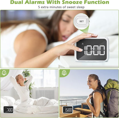 KeeKit Digital Alarm Clock 4in LED Display USB 2 Alarms 3 Brightness 3 Volume Levels