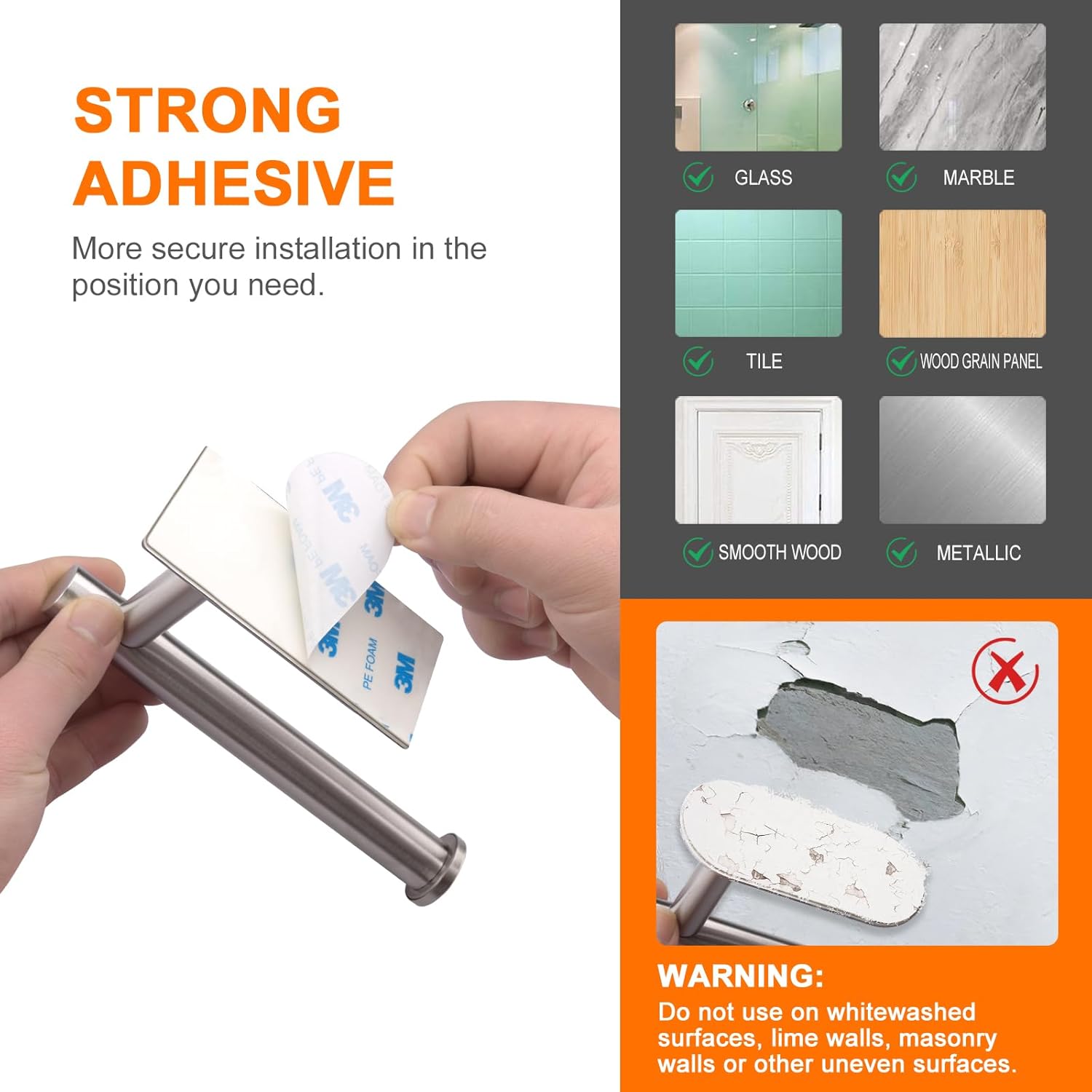 Ibergrif Self-Adhesive Stainless Steel Toilet Paper Holder Grey