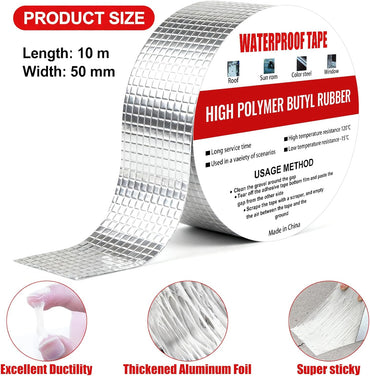 Waterproof Aluminum Butyl Tape 10m x 50mm Roof Repair