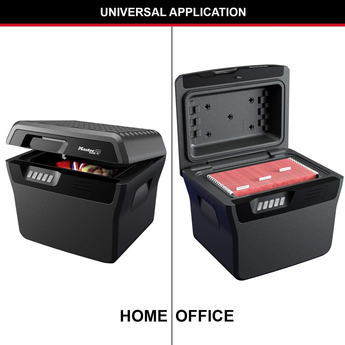 Master Lock Fireproof Document Box: ETL-Certified, Waterproof, Electronic Combination Lock, 18.5L Capacity