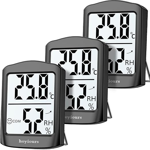 Hoyiours HP01B Digital Hygrometer Thermometer Indoor Room Monitor 3 Pack Black
