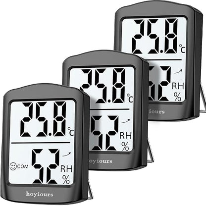 Hoyiours HP01B Digital Hygrometer Thermometer Indoor Room Monitor 3 Pack Black