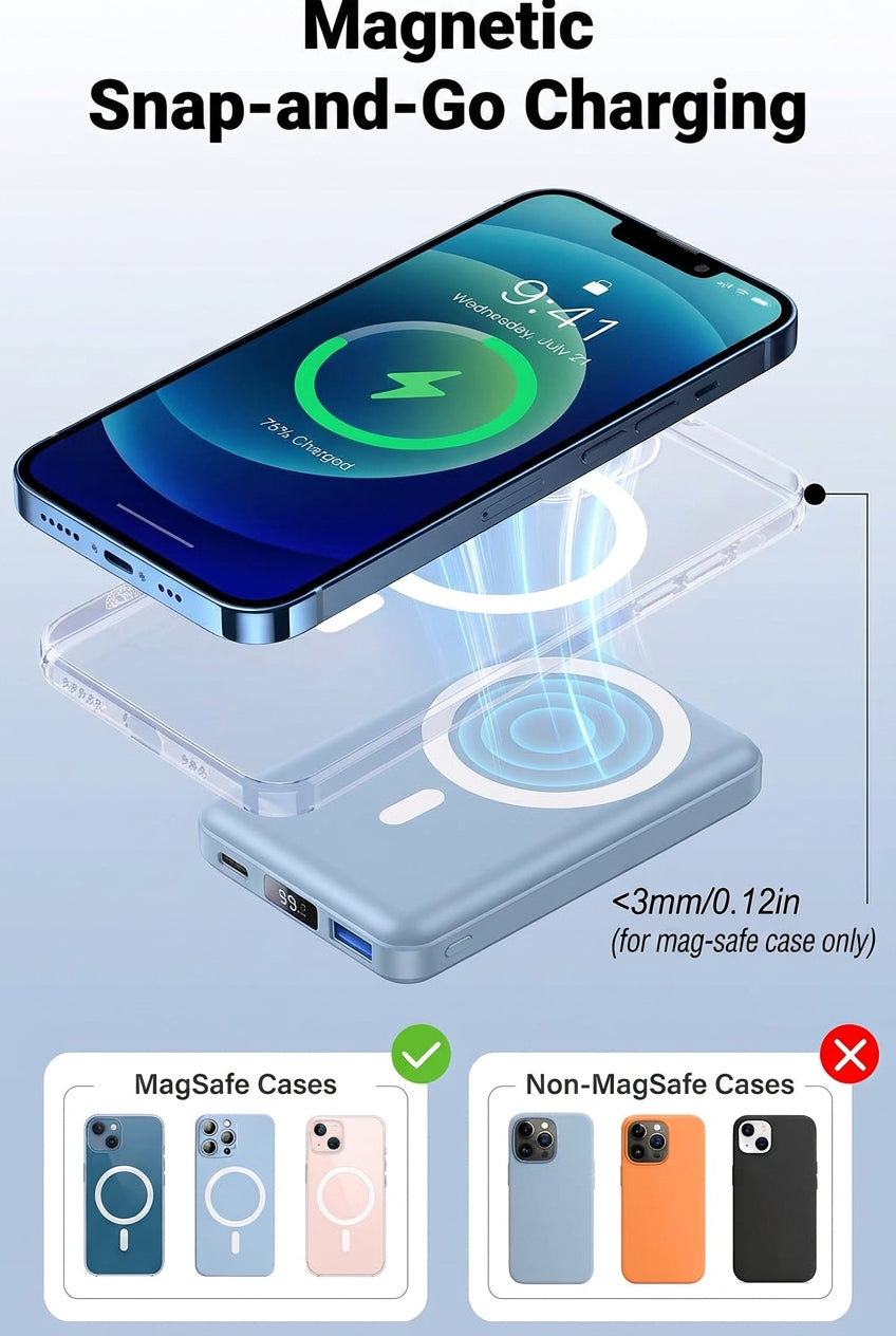 YAGOPAL KT-D007 Magnetic Wireless Power Bank 10000mAh Navy