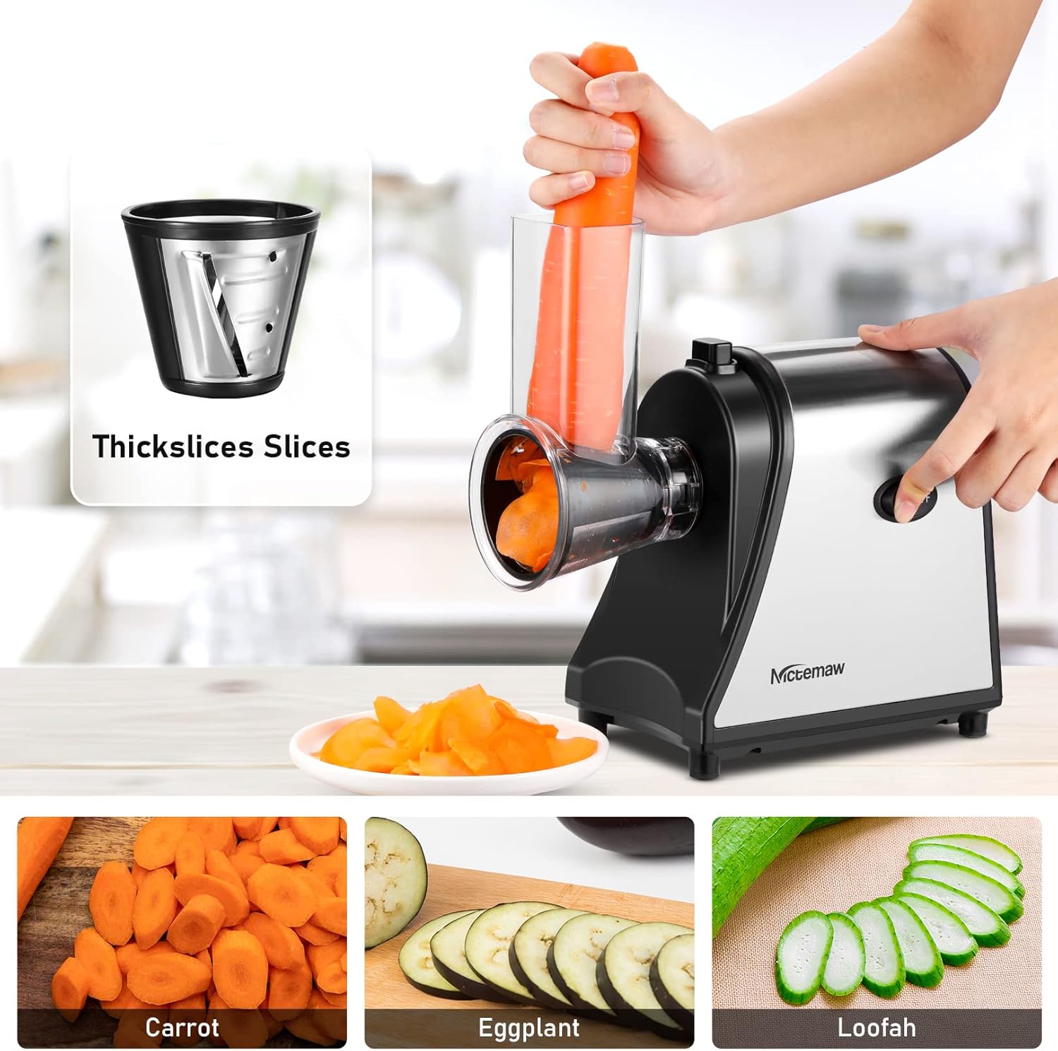 250W Professional Electric Cheese Grater with 5 Interchangeable Cones