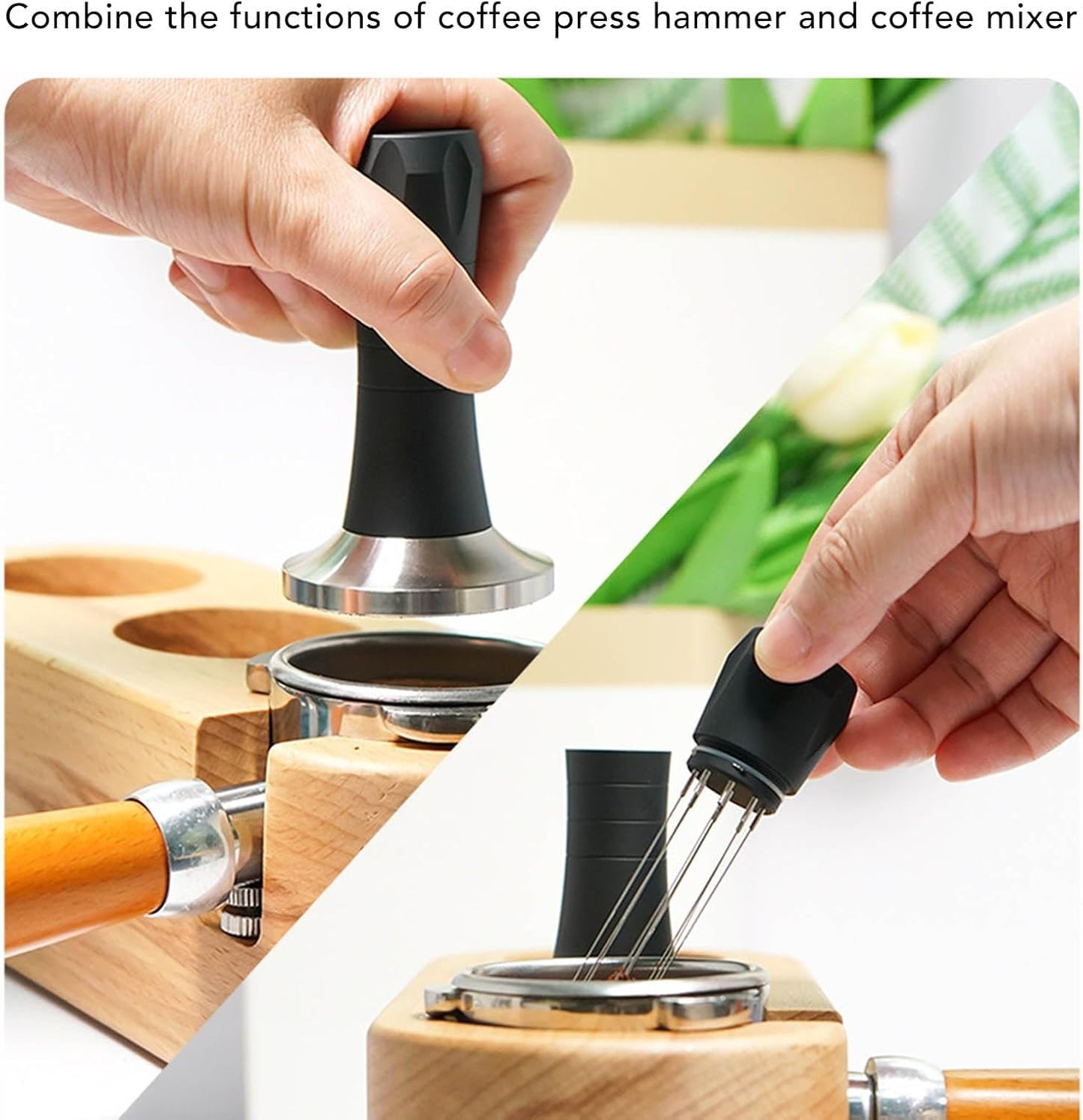 Premium 2-in-1 Coffee Tamper Stirrer Kit 51MM Black Professional