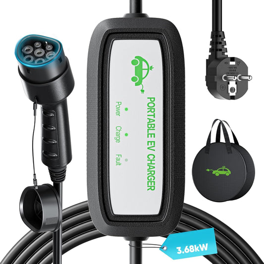 Evjuicion 8m Type 2 Schuko EV Charger with LED Indicator