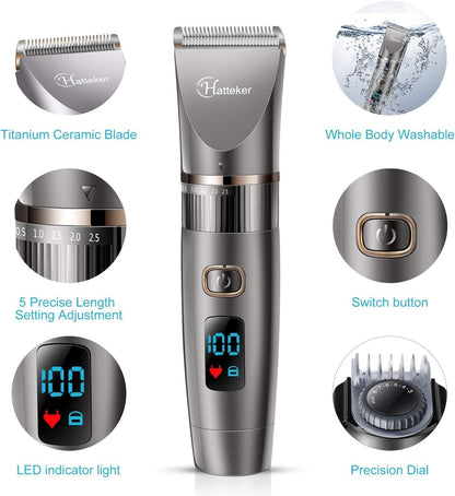 Hatteker RFC-690 Cordless Beard Trimmer Kit, 2.5h Battery