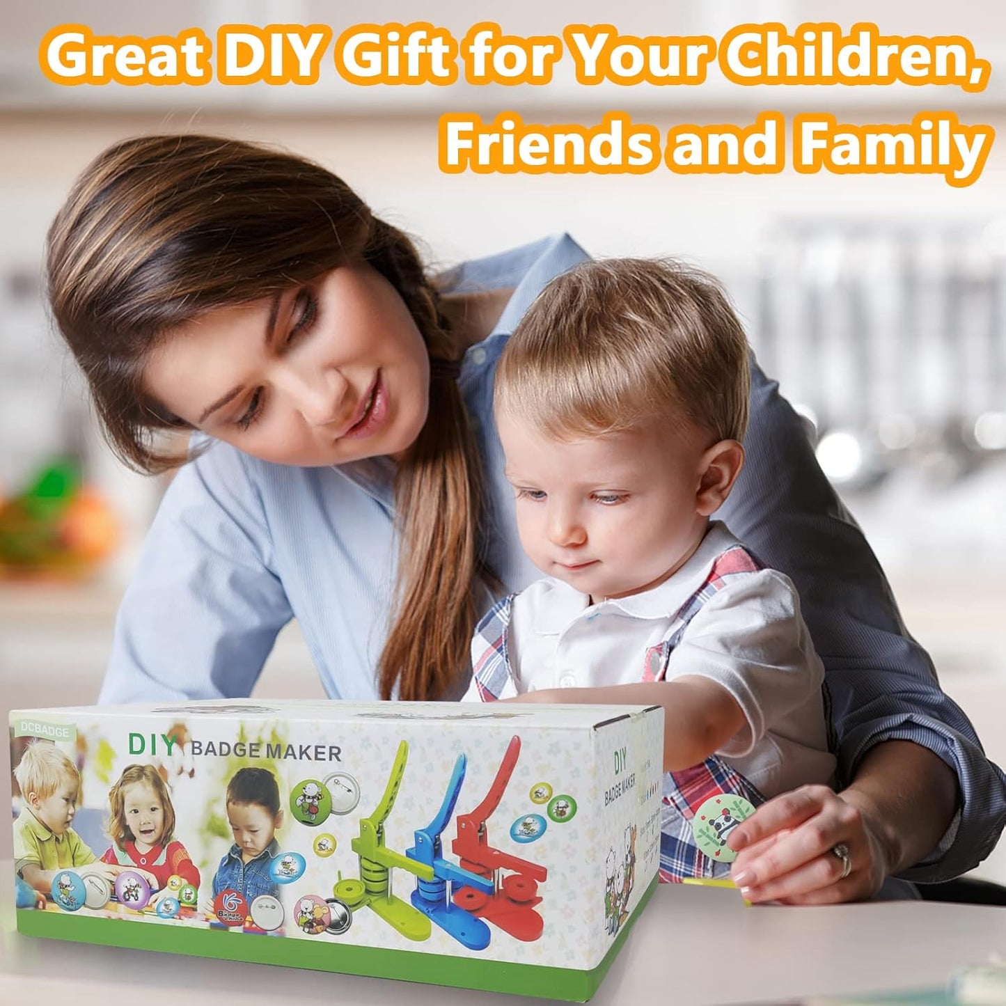 MK.Bear 75mm DIY Button Maker Machine with 100 Supplies