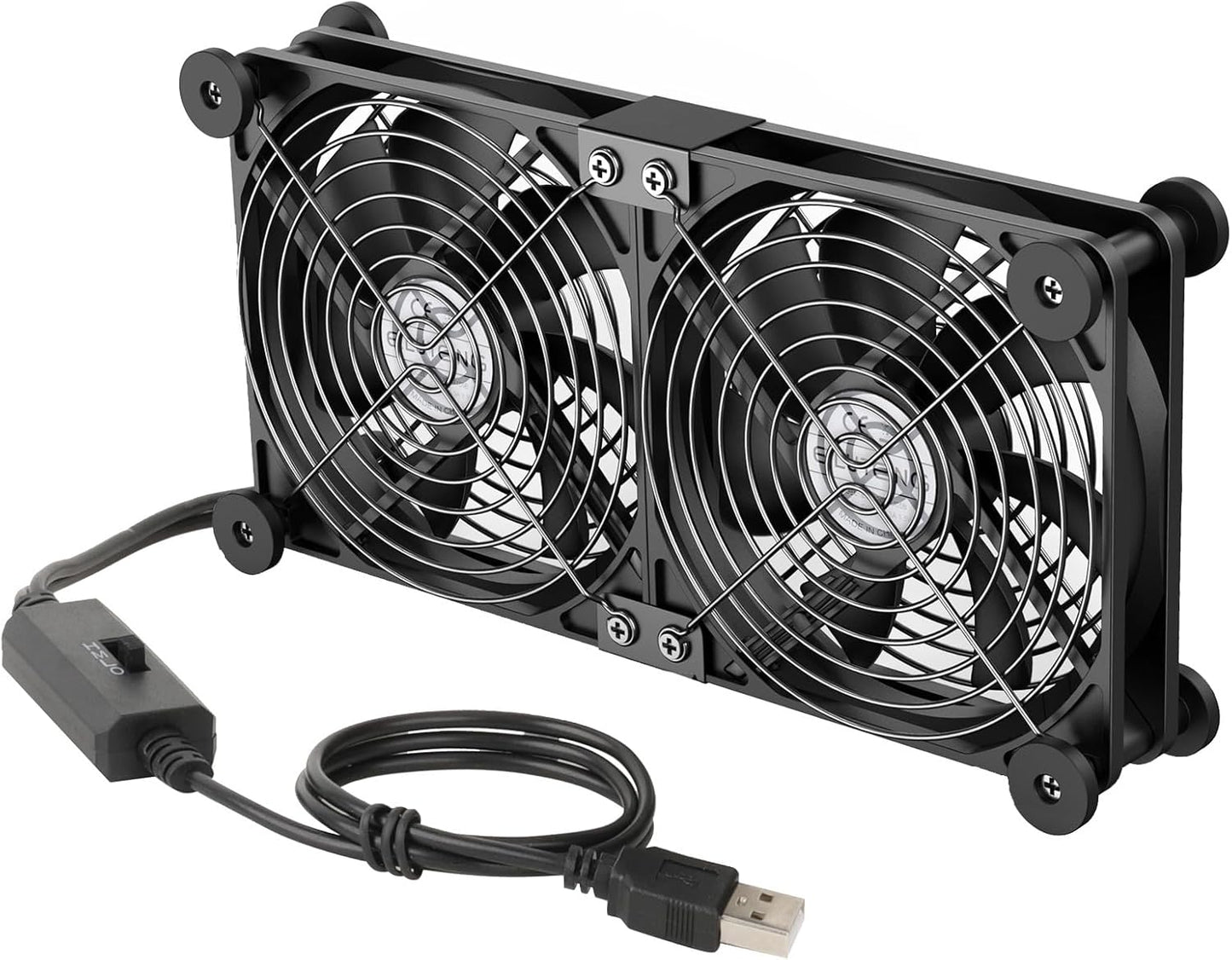 ELUTENG Dual 120mm Quiet USB Fan with 3 Adjustable Speeds