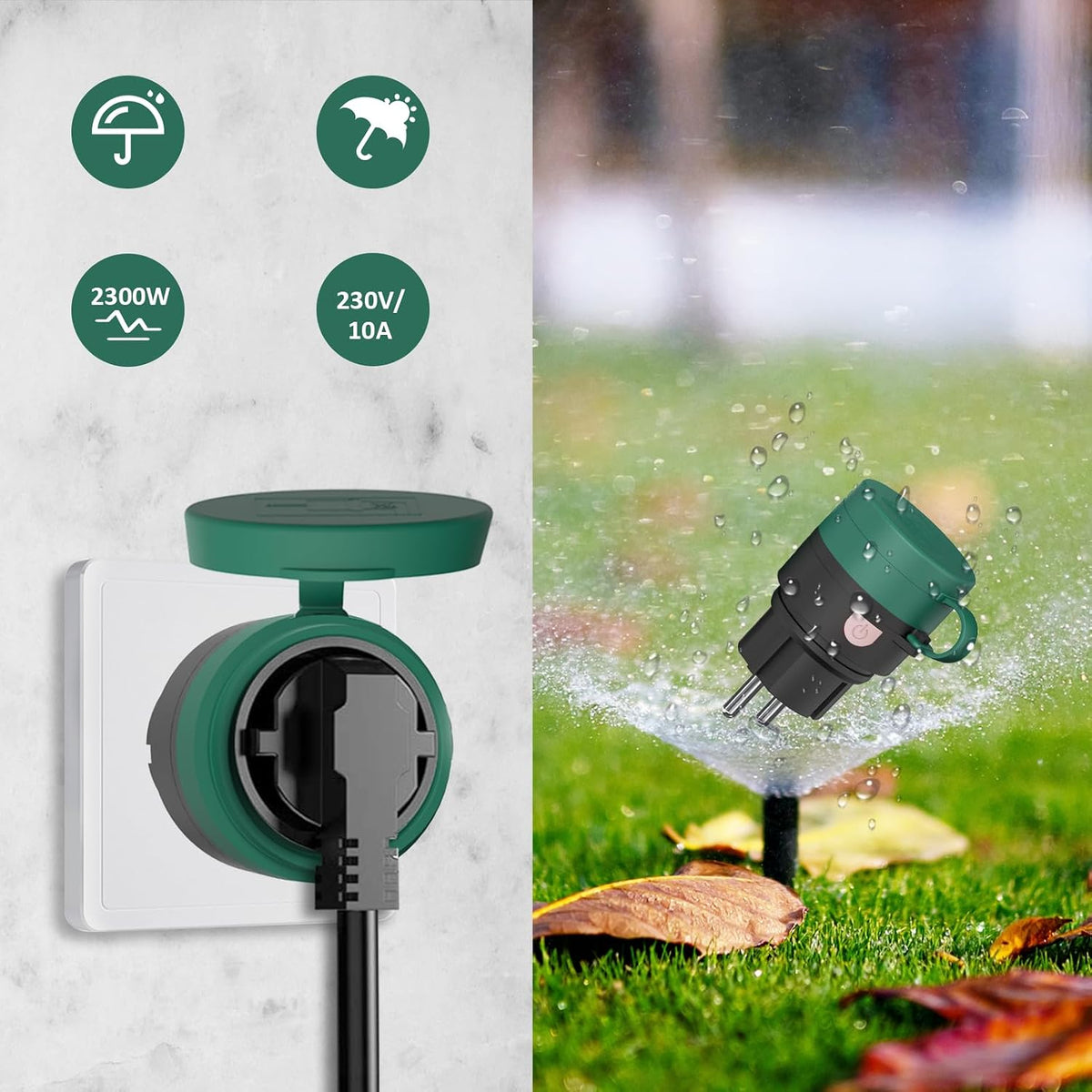 SURNICE IP44 Waterproof Wireless Outdoor Sockets 2300W 1