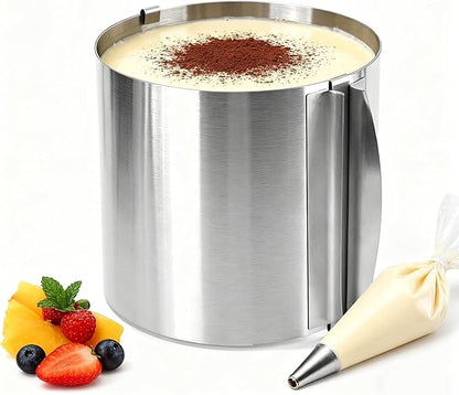 Iwinna Adjustable Extra-High Stainless Steel Cake Ring 15-30cm