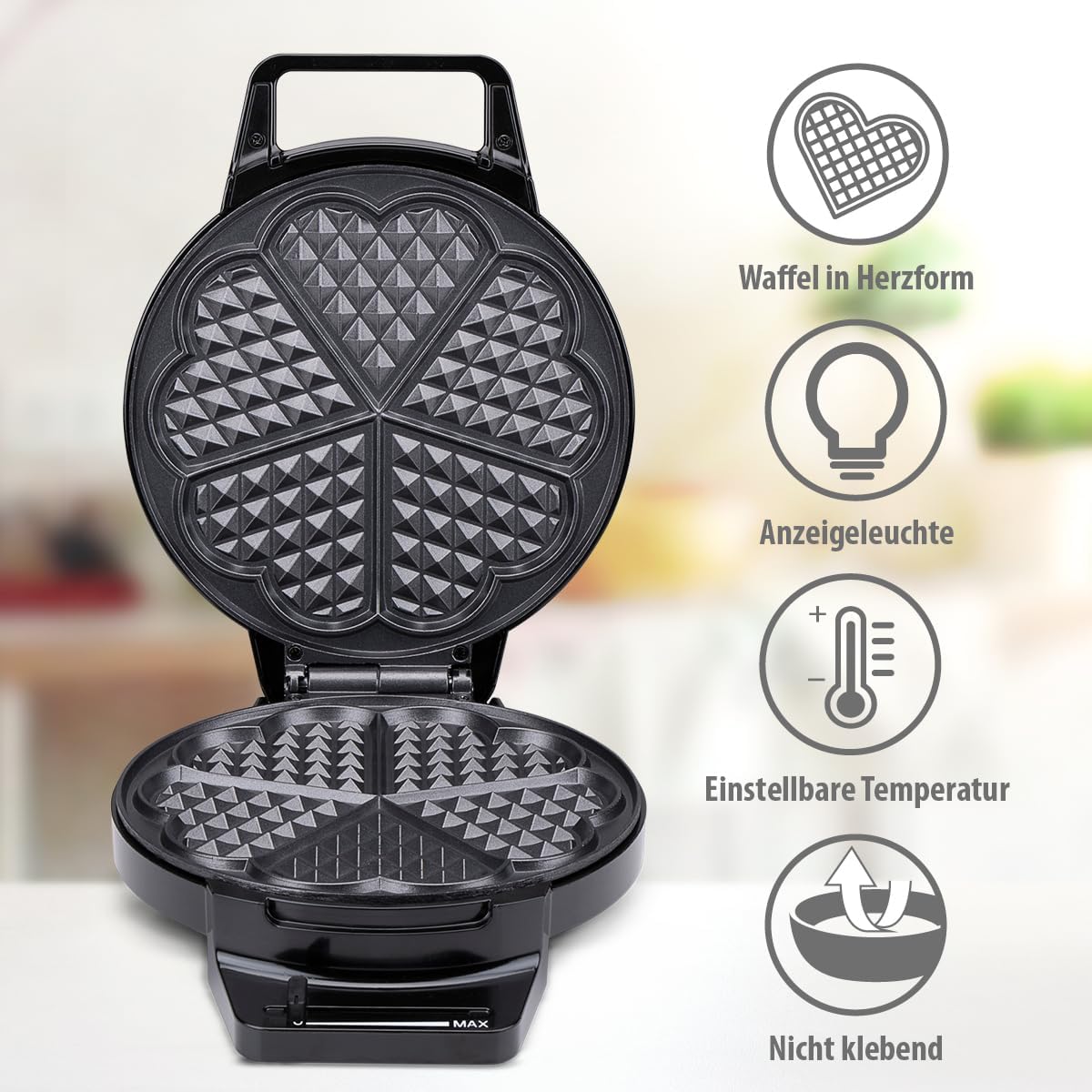 Alpina Heart-Shaped Waffle Maker 1000W Black