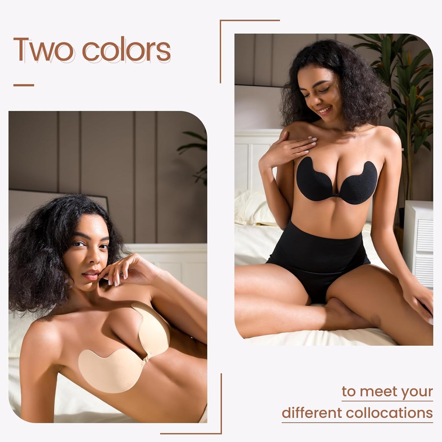 NSOLEX Sticky Backless Adhesive Strapless Push-Up Bra – 2 Pack