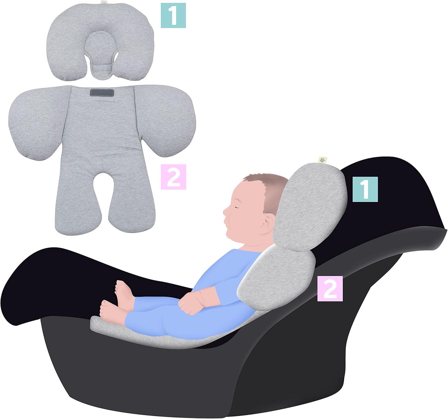 JYOKO Kids Universal Baby Seat Reducer | 100% Cotton Grey Stone