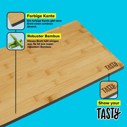 Tasty Bamboo Cutting Board 35.5x25x1.2 cm Brown & Grey