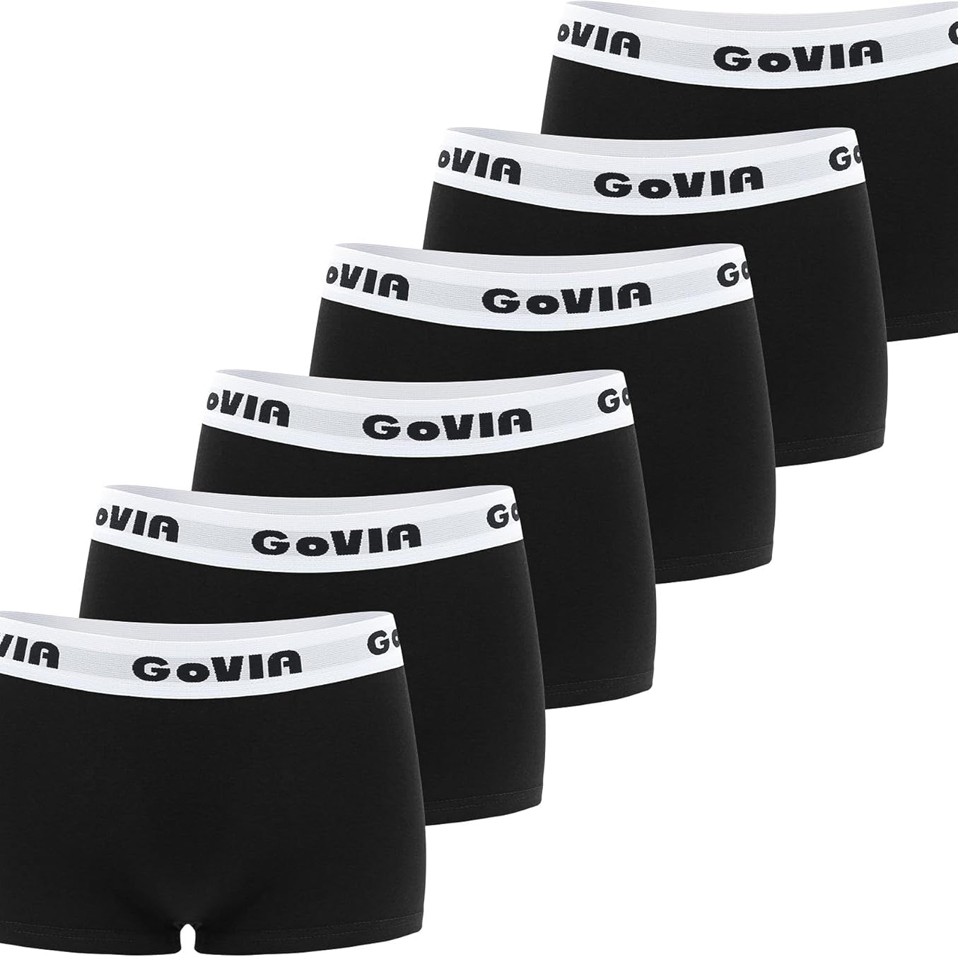 GoVIA Women's Cotton Boxer Shorts, 6-Pack, Low Waist Sport Comfort Lingerie