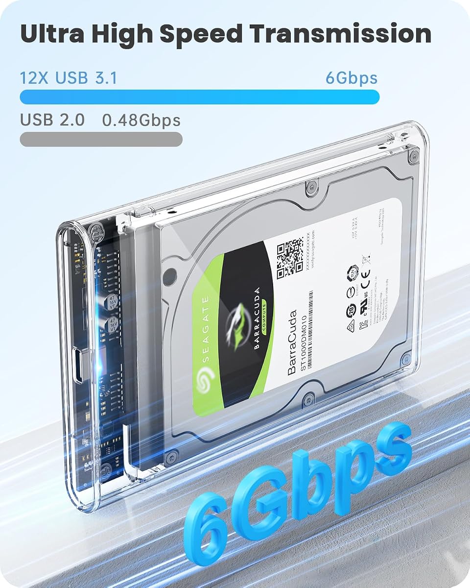 POSUGEAR 2.5" External Hard Drive Enclosure USB-C 3.1