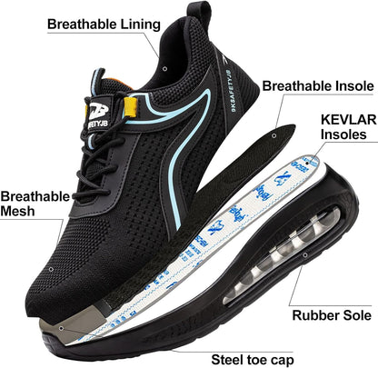 OBQcare Lightweight Breathable Steel Toe Safety Work Shoes