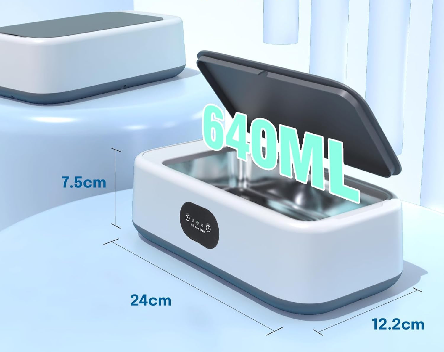 Qwyzor 640ml 49kHz Ultrasonic Cleaner for Jewelry Watches Glasses