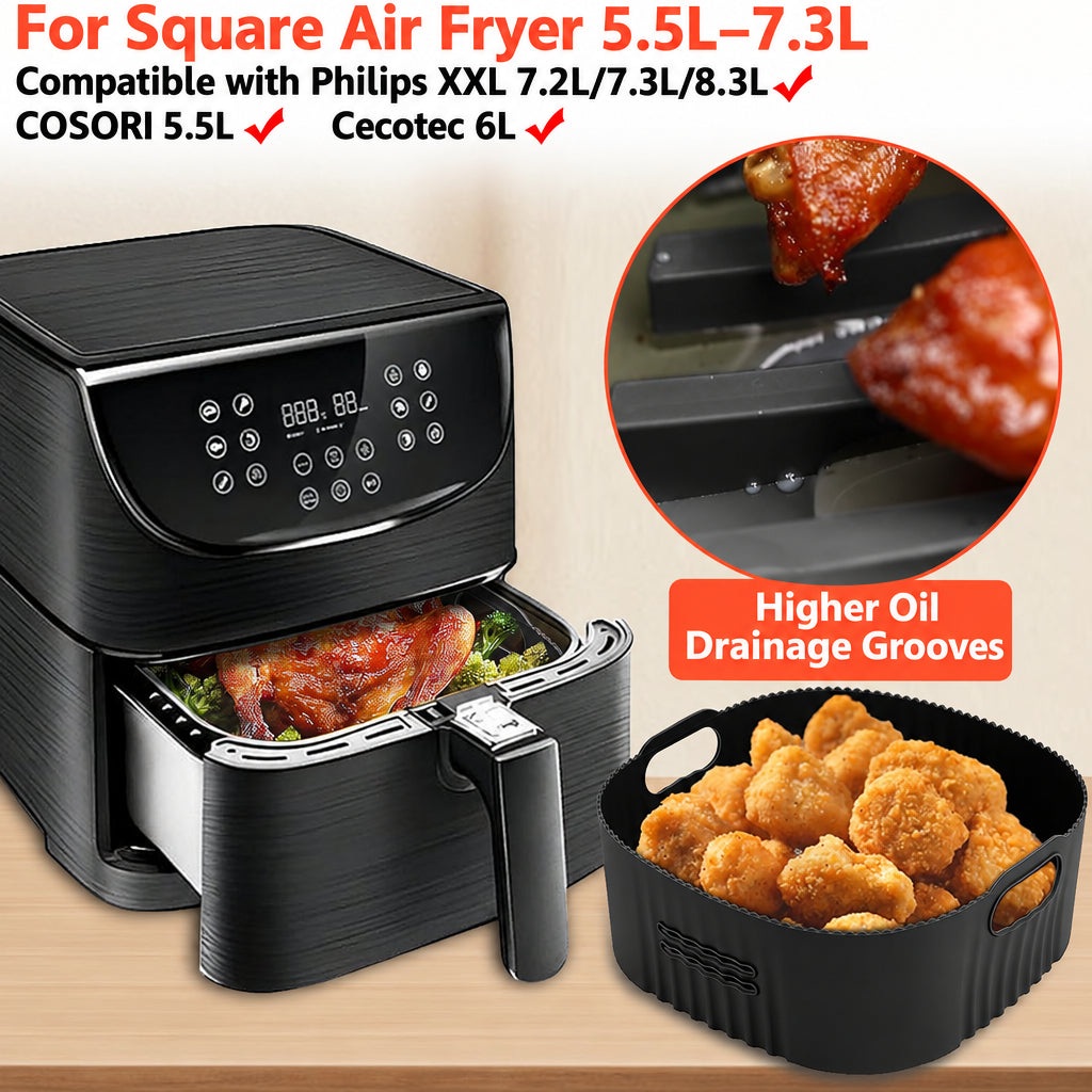 YINGRACE Y009 Silicone Air Fryer Liners 22cm Black 2-Pack
