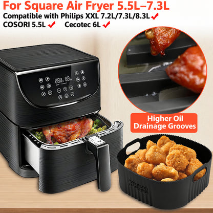 YINGRACE Y009 Silicone Air Fryer Liners 22cm Black 2-Pack