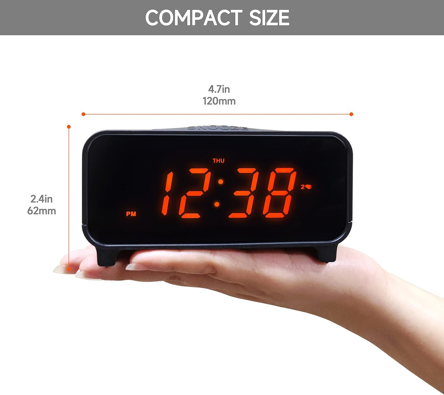 iTOMA 213 AM/FM Clock Radio with Dual Alarms Snooze Dimmer Night Light Black