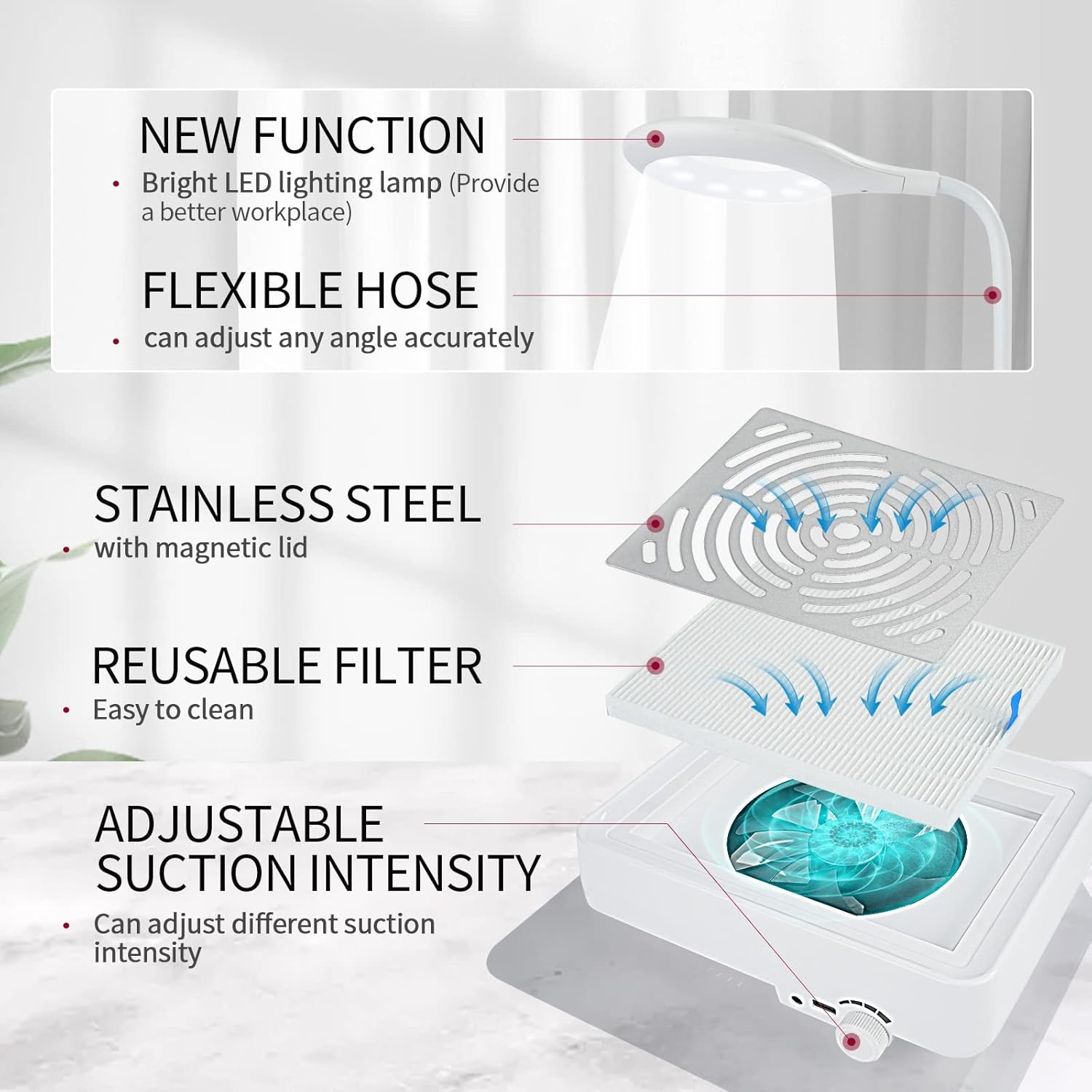 Saviland 40W LED Nail Dust Collector with Low Noise